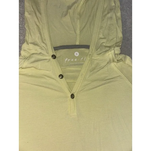 Women's Free Fly Thin Hooded Long Sleeve Shirt Thumb Holes Small Citron - Picture 3 of 8
